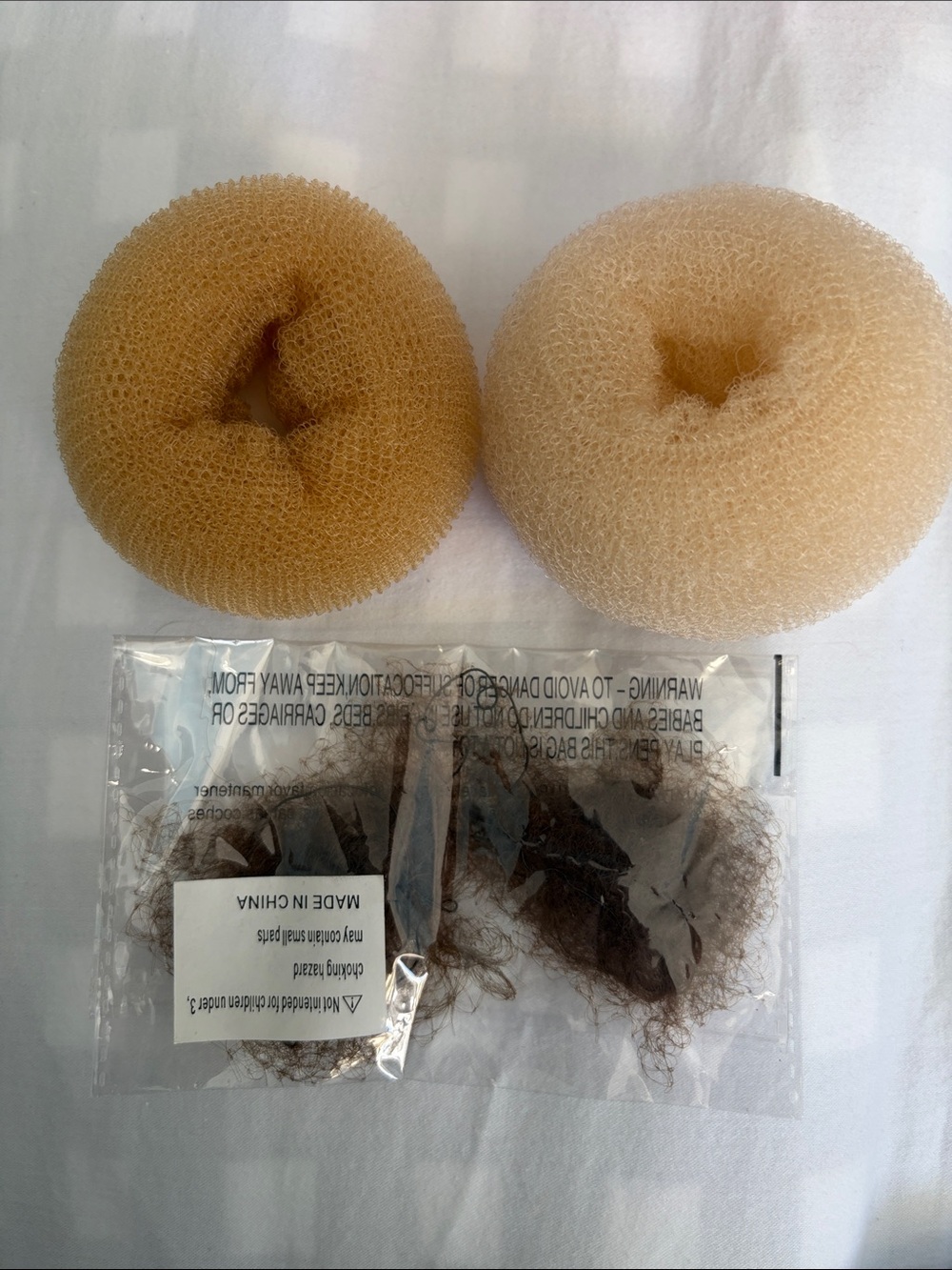 Hair Donut Bun Maker - Beige and 2 hair nets